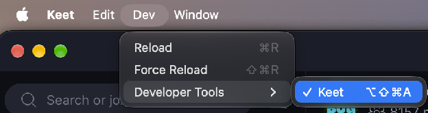 How to Report Bugs · macOS The Developer Tools option in the Dev menu.