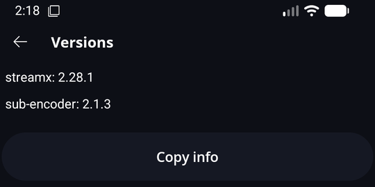 How to Report Bugs · Android The Copy info button at the bottom of the Versions screen.